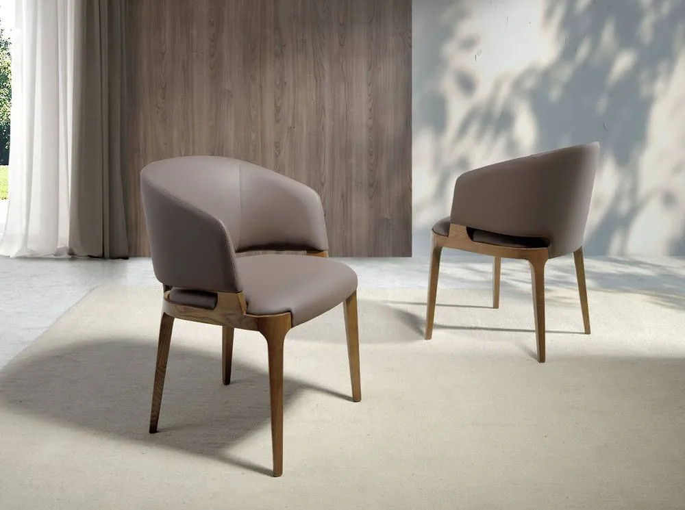 Angel Cerda Dark Mink Leatherette Dining Chair with Armrests in Grey 3