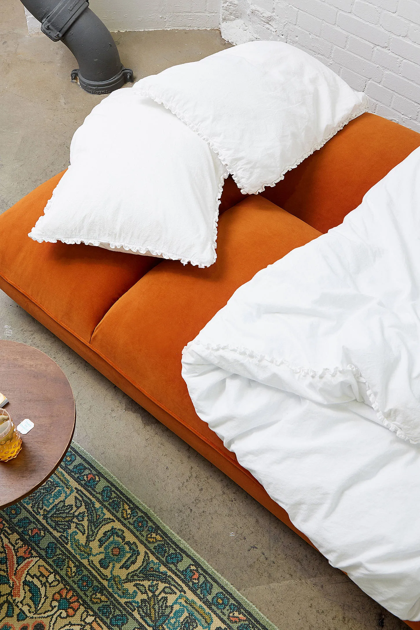 Theo Orange Velvet XL Sofa Bed - Orange 2