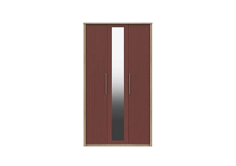 Chelsea 3 Door Tall Wardrobe with Mirror Door and Silver Handles