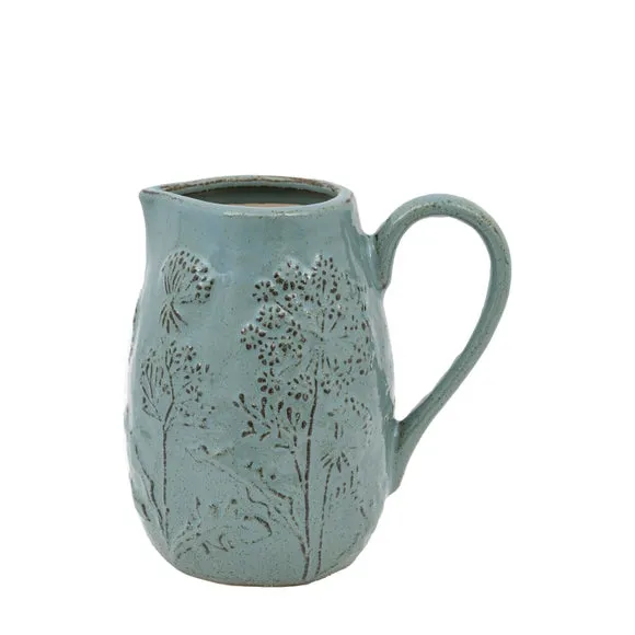 Crossland Grove Wildflower Embossed Ceramic Jug Duck Egg 210X145X205Mm, Blue 5
