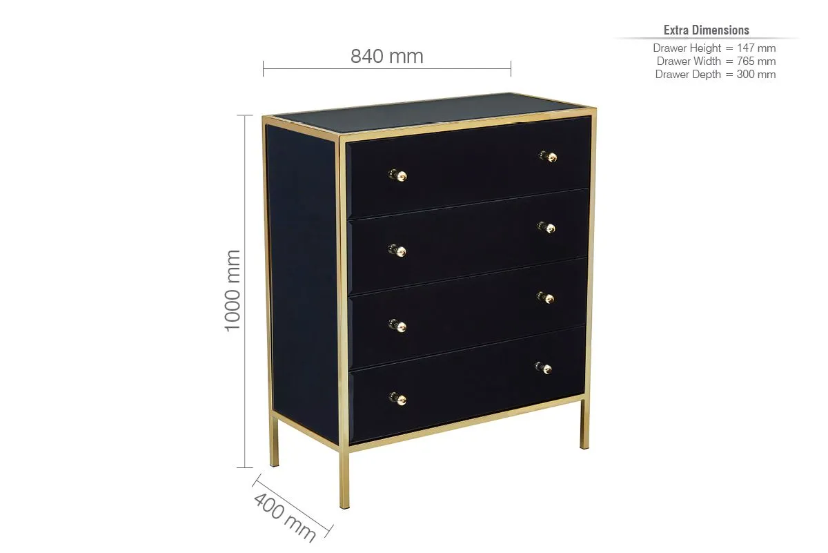 Birlea Fenwick 4 Drawer Chest Black & Gold 6
