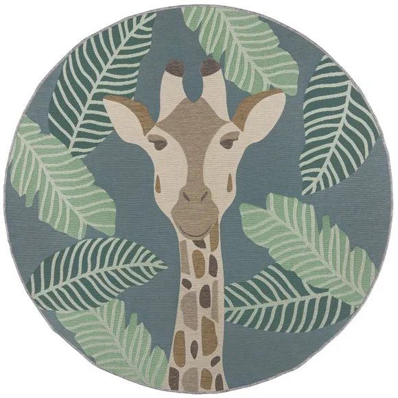 Eric Giraffe Tropical Outdoor Circle Rug 2