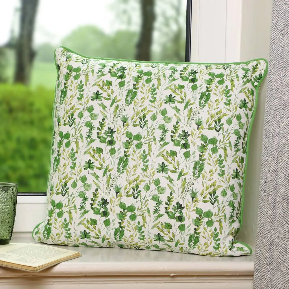 Dibor Set of 2 Green Leaf Print Sofa & Chair Cushions L50 x W50cm 3