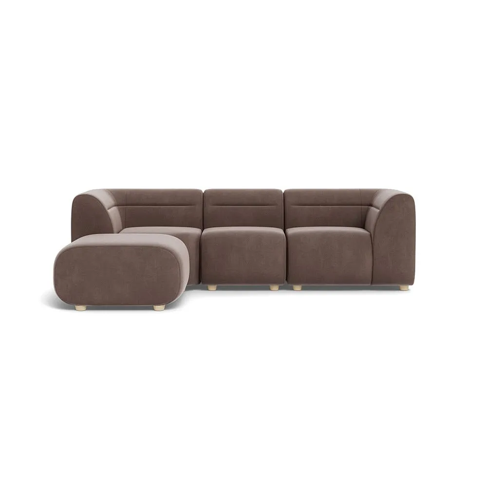 Heal's Lilli Left Hand Facing Corner Sofa Smart Velvet Mouse Natural Beech Feet 1