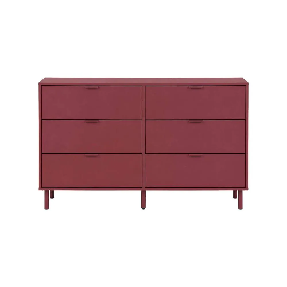 sweeek Chest of 6 drawers wood decor & metal in Burgundy 3