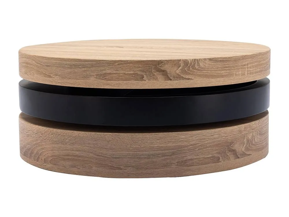 Vente-unique Round Swivelling Coffee Table With 1 MDF Compartment - Black & Light 5