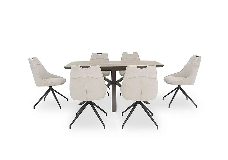 Pedro Extending Dining Table with 6 Swivel Fabric Chairs