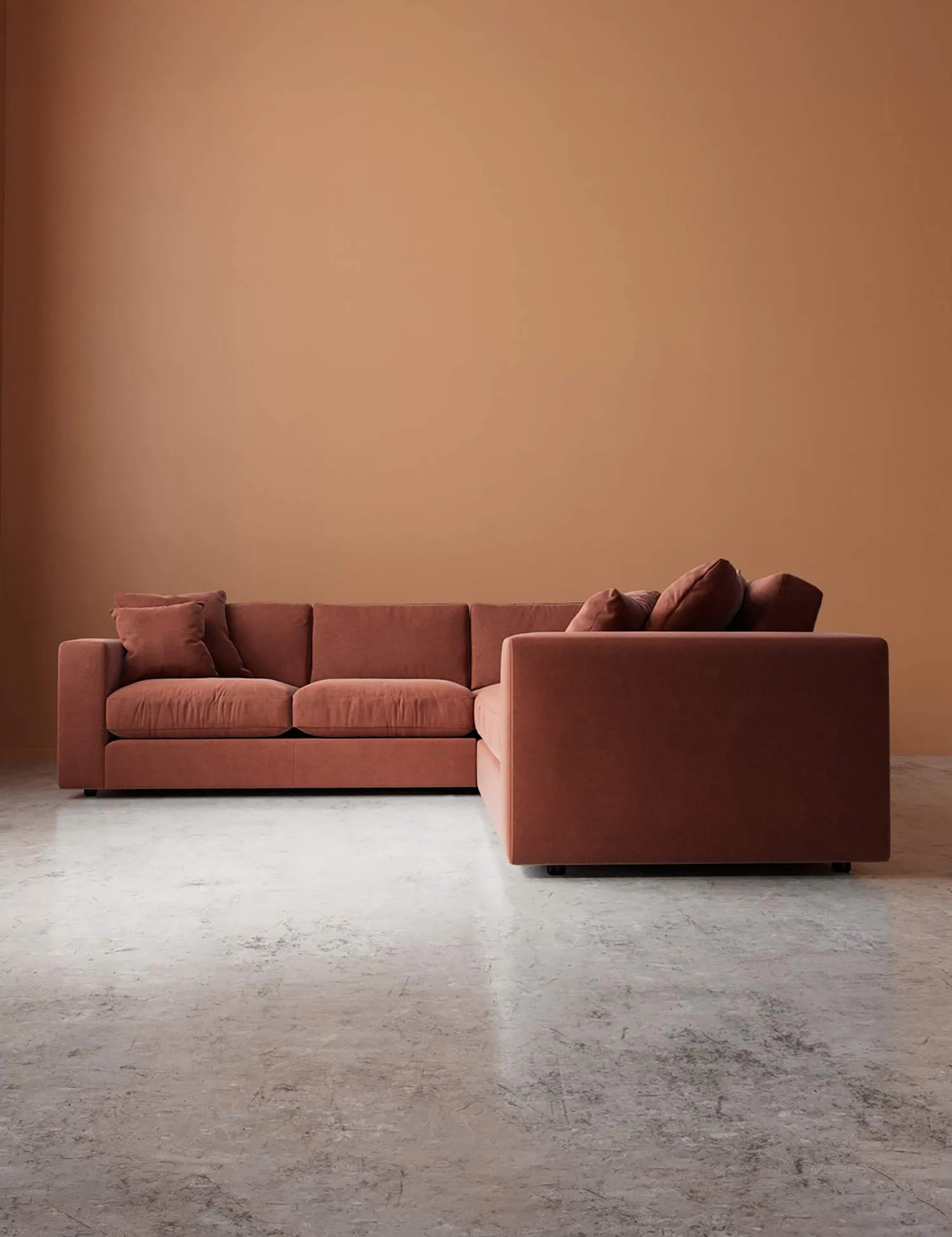 Swoon Easy Velvet Corner Sofa Brown