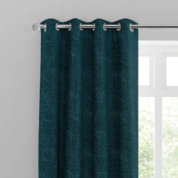 Chenille Geo Eyelet Curtains 1