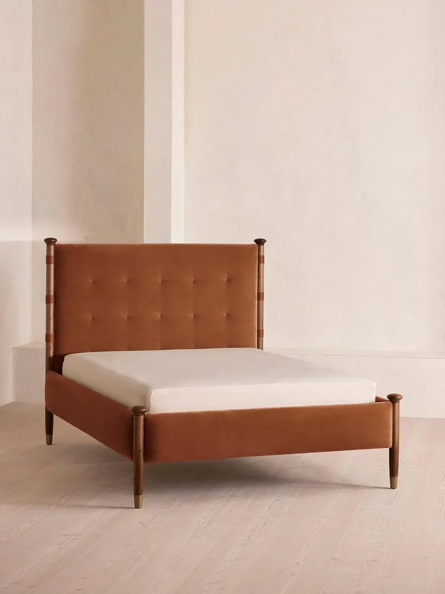 Paolo Bed, Double, Velvet, Cinnamon