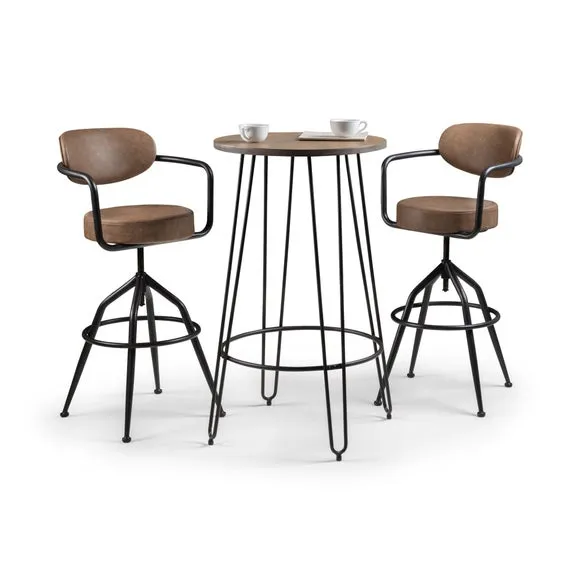 Barbican Adjustable Height Bar Stool, Brown Faux Leather 6