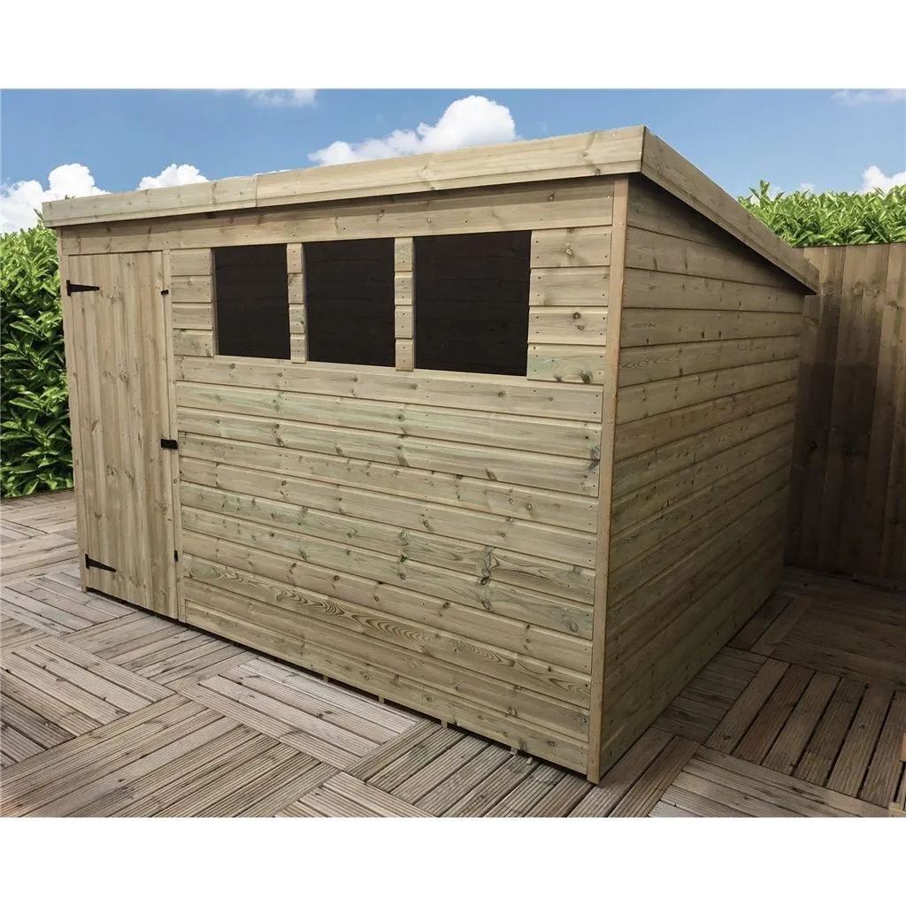 Marlborough 10 x 4 Pressure Treated Pent Garden Shed with Single Door in Natural 6