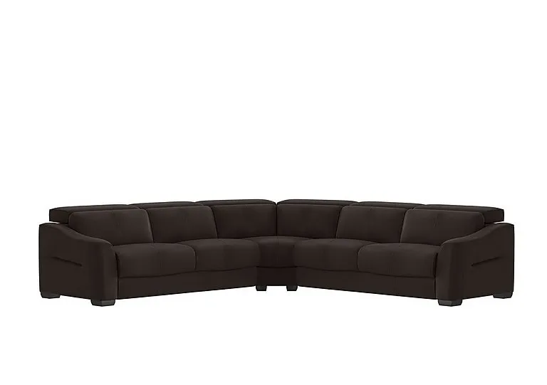 Xavier Leather Large Corner Sofa - Dark Chocolate