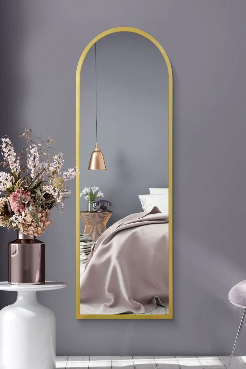 MirrorOutlet Gold Framed Arched Leaner/Wall Mirror 63" X 21" (160CM X 53CM) 2
