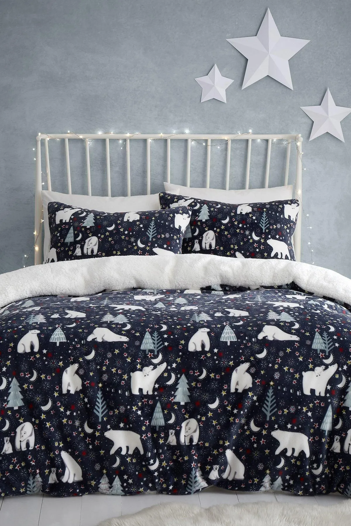 Fusion 'Starry Night' Cosy Fleece Duvet Cover Set in Blue 2