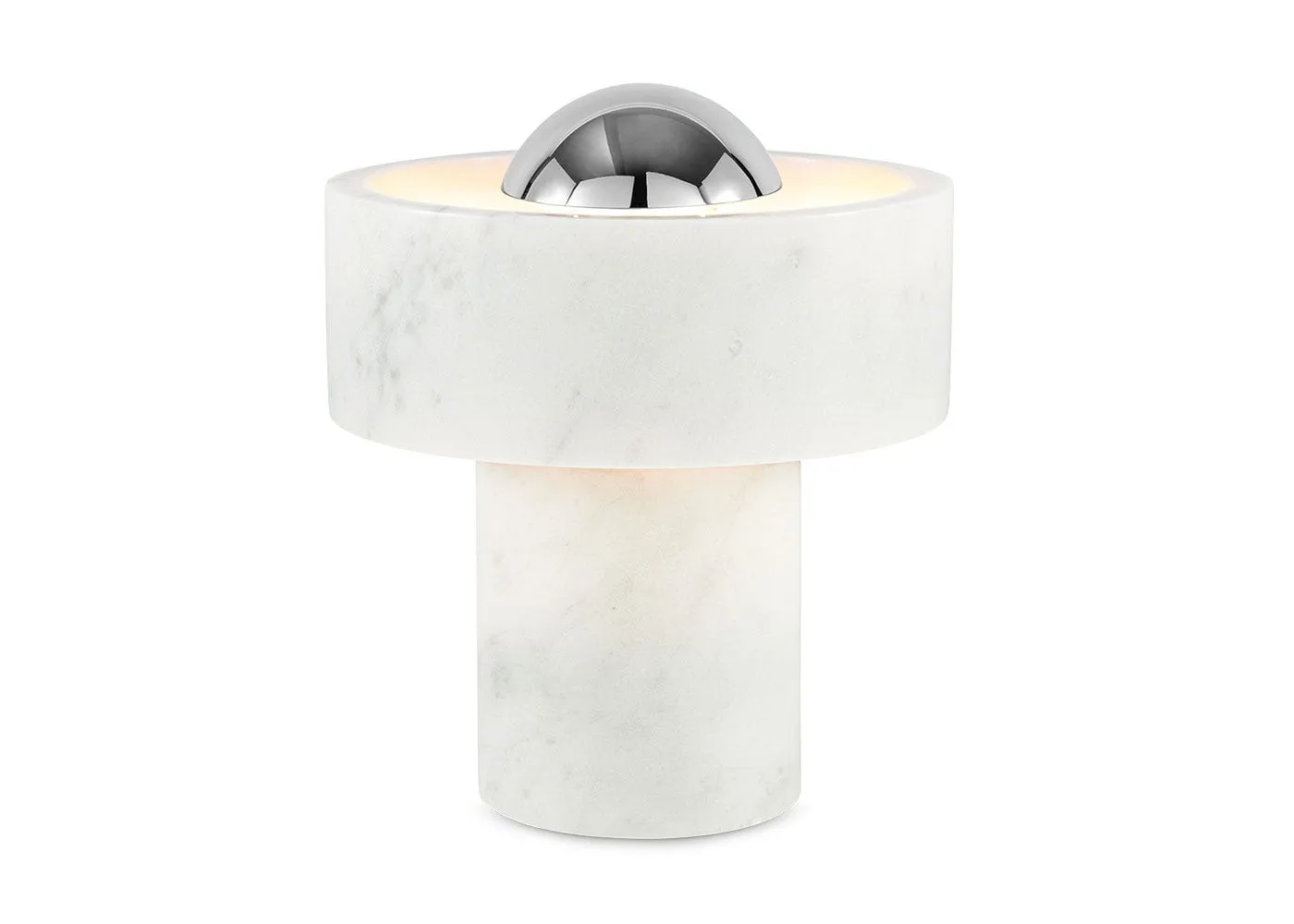 Tom Dixon Stone LED Portable Table Lamp White & Silver
