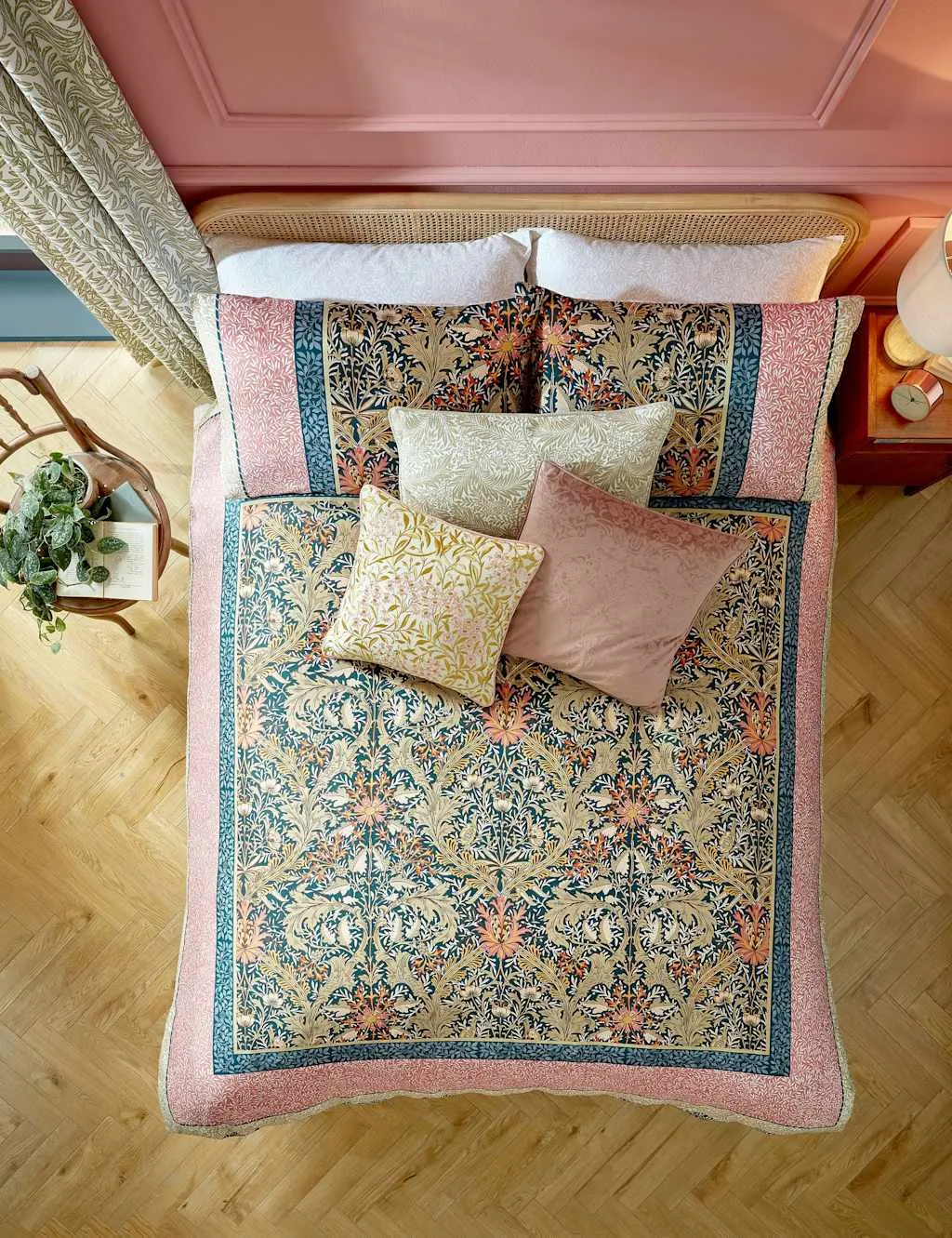 William Morris At Home Pure Cotton Sateen Kelmscott Bedding Set Navy Mix