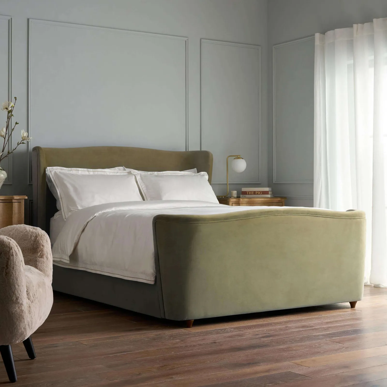 Charlotte Electric Ottoman Bed, King - Olive