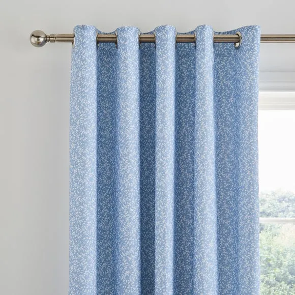 Annie Floral Cotton Blackout Eyelet Curtains 1