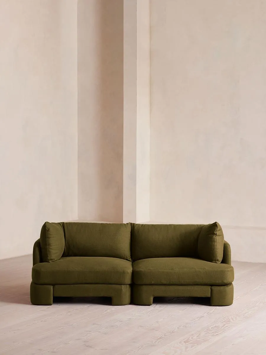 Odell Deeper Sit Modular Sofa, Three Seater, Linen, Olive