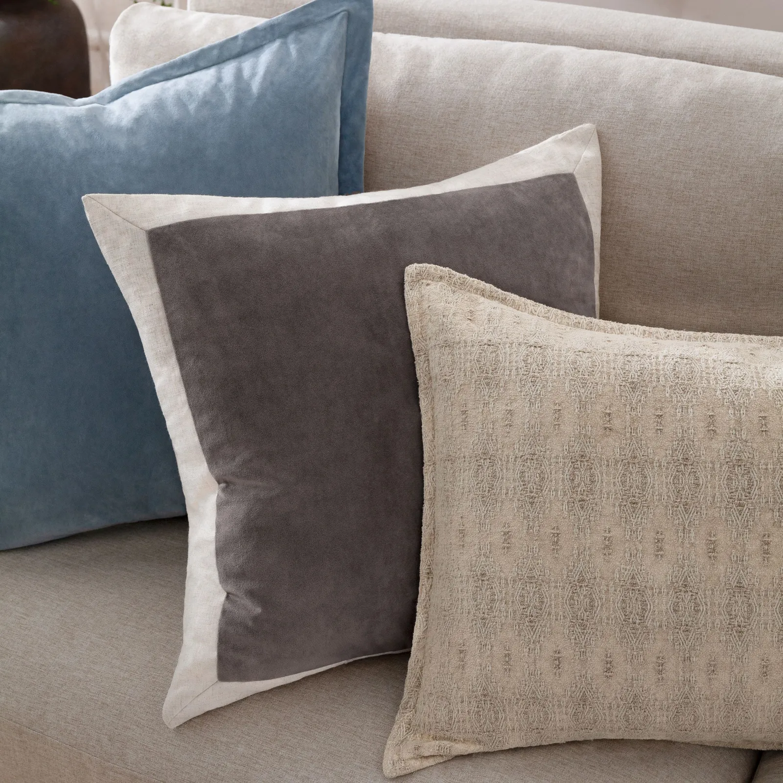 Yard Auden Matte Velvet Cushion in Taupe 6