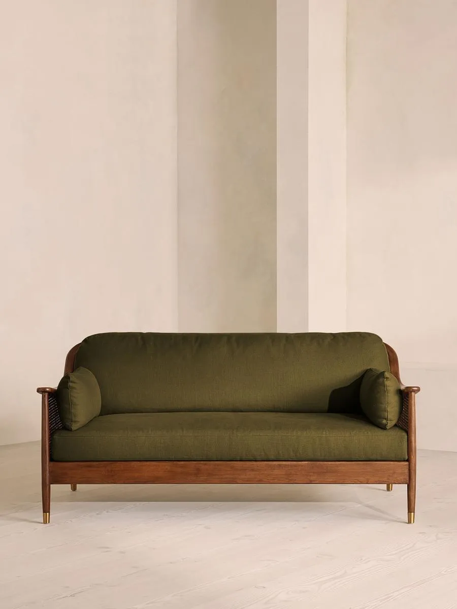Atlanta Three Seater Sofa, Linen, Olive