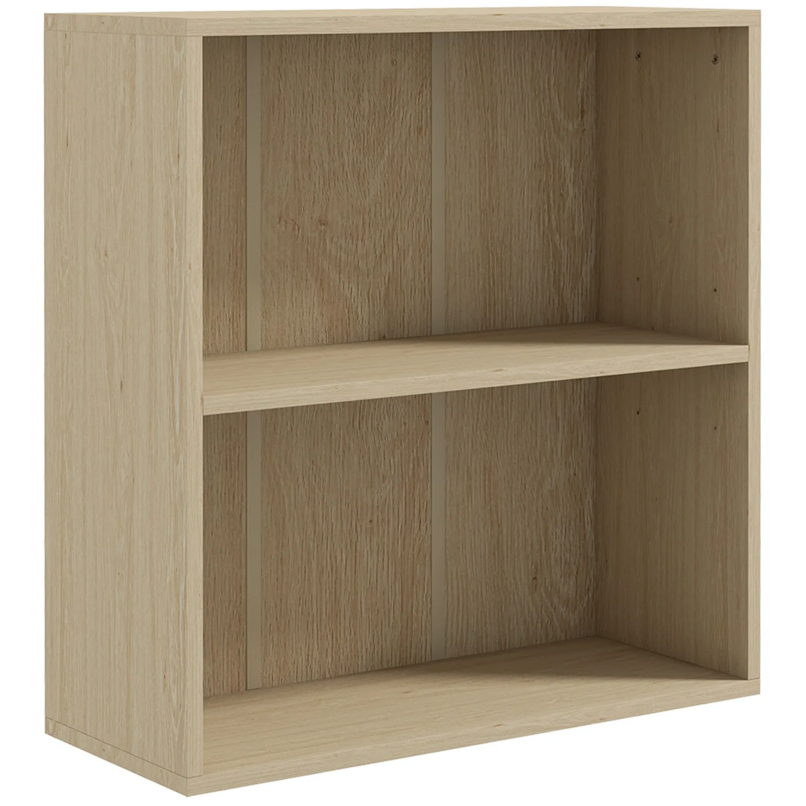 HOMCOM Bookshelf Display Storage Shelf with 2 Compartments for Study in Natural 2
