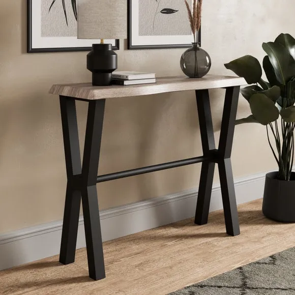 Ezra Console Table, Rustic Wood Effect 2