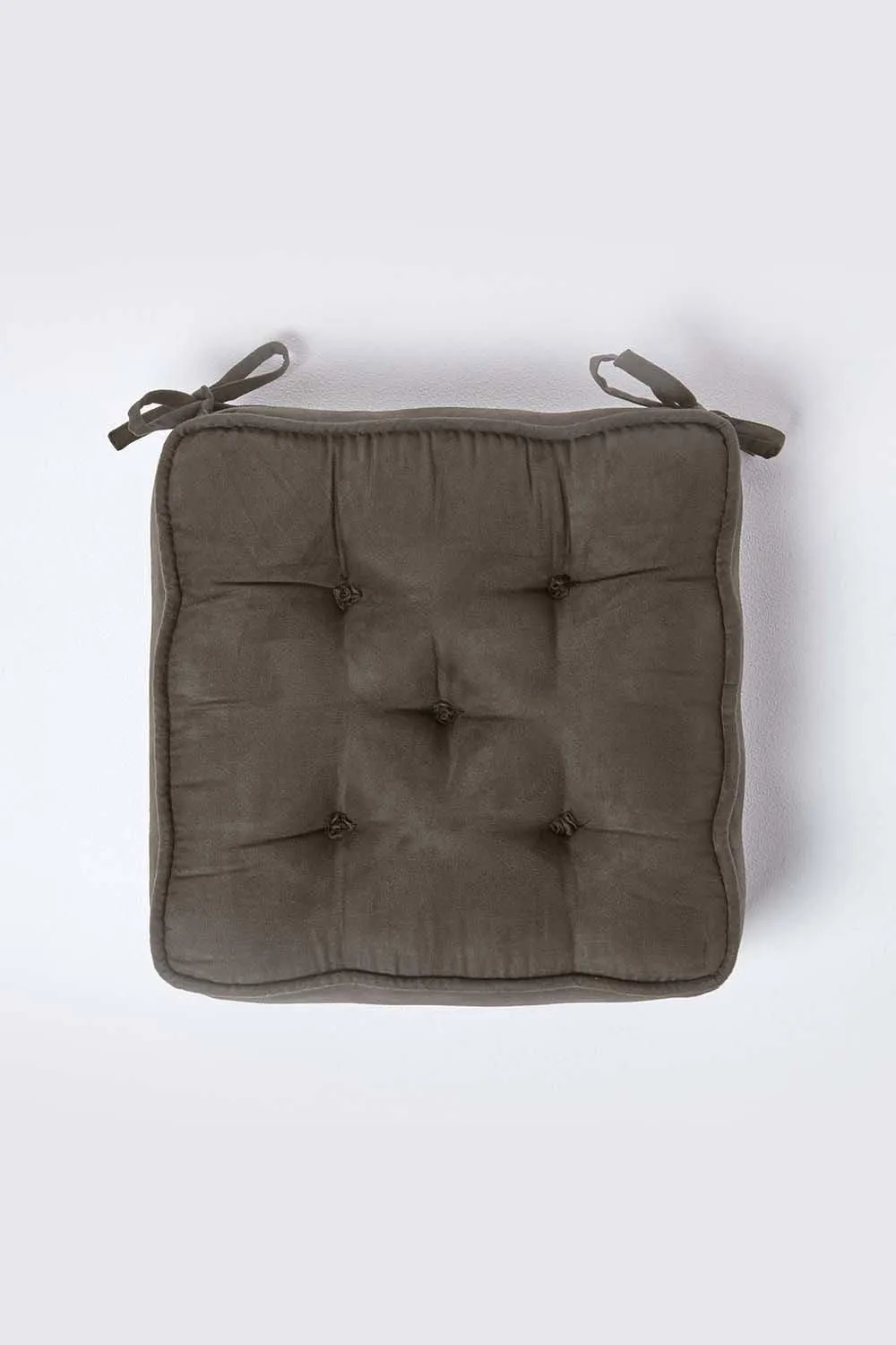 Homescapes Faux Suede Dining Chair Booster Cushion in Grey 3