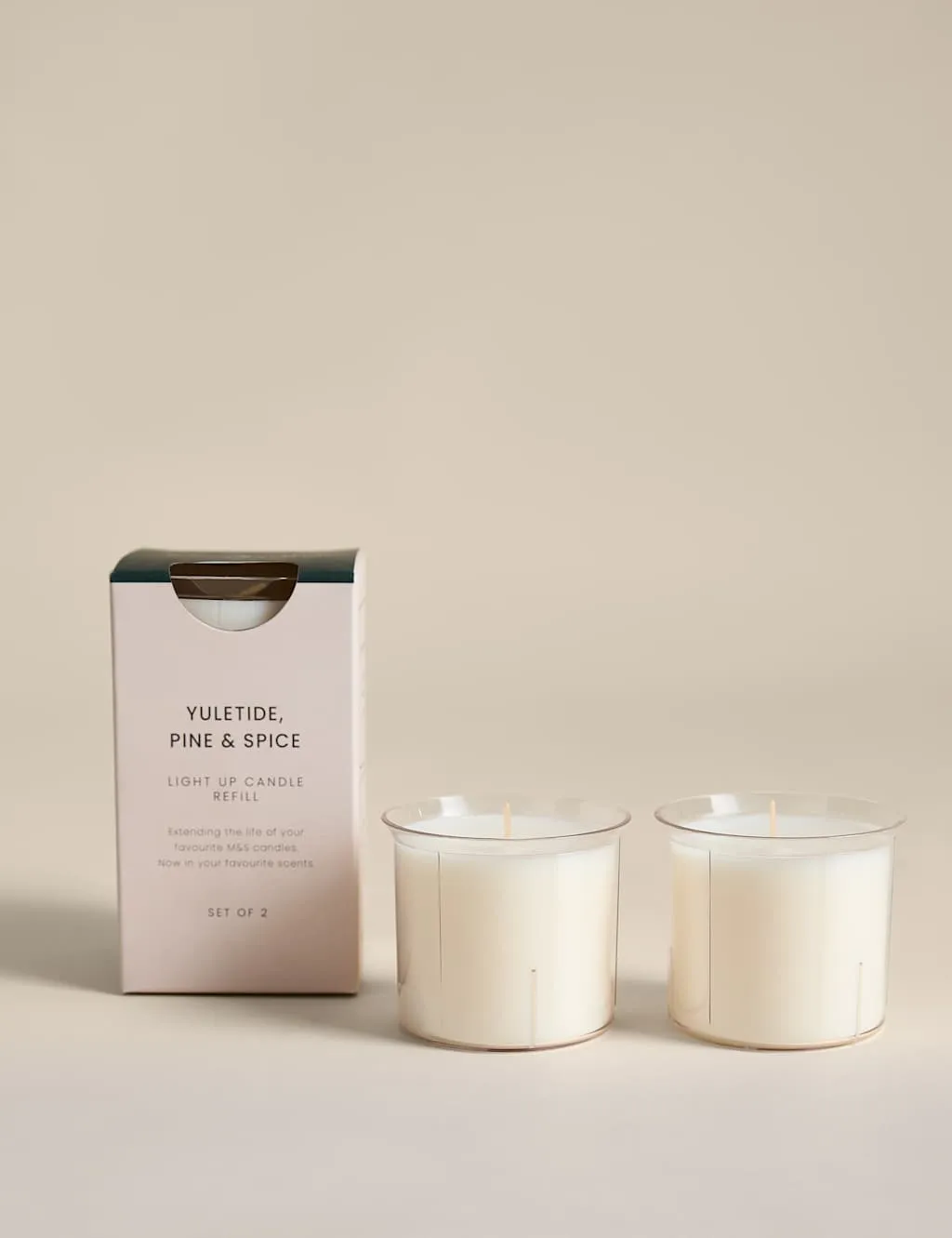 M&S Set of 2 Yuletide Pine & Spice Candle Refills White Mix