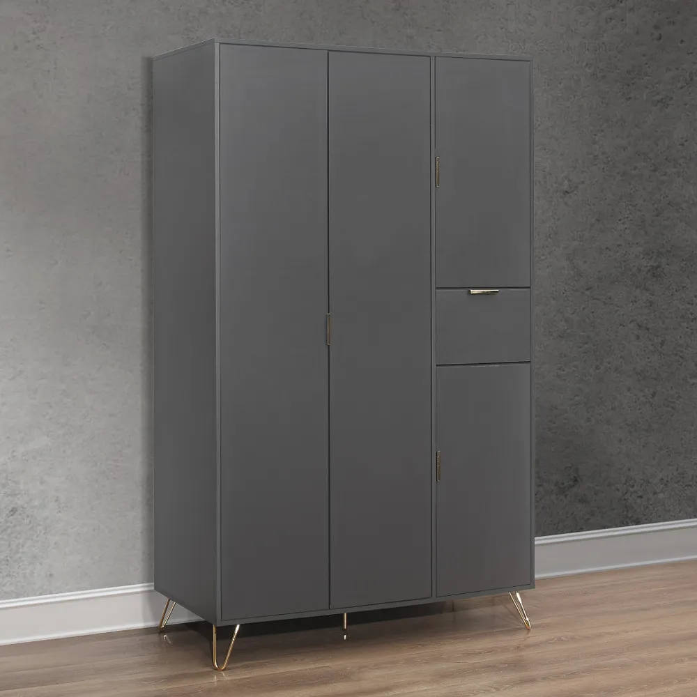 Arlo Charcoal Wooden 4 Door Wardrobe