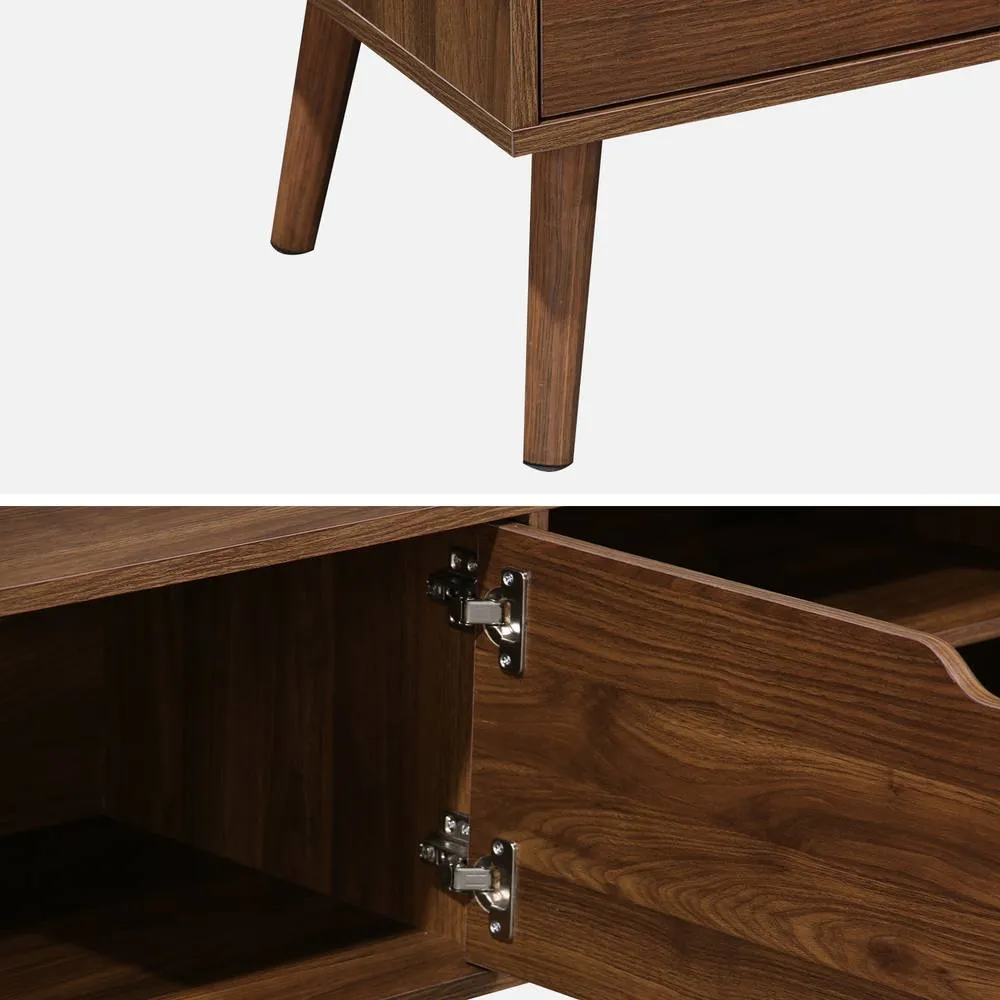 sweeek 160cm Vintage Tv Unit Wooden Effect 2 Doors in Dark Brown 4