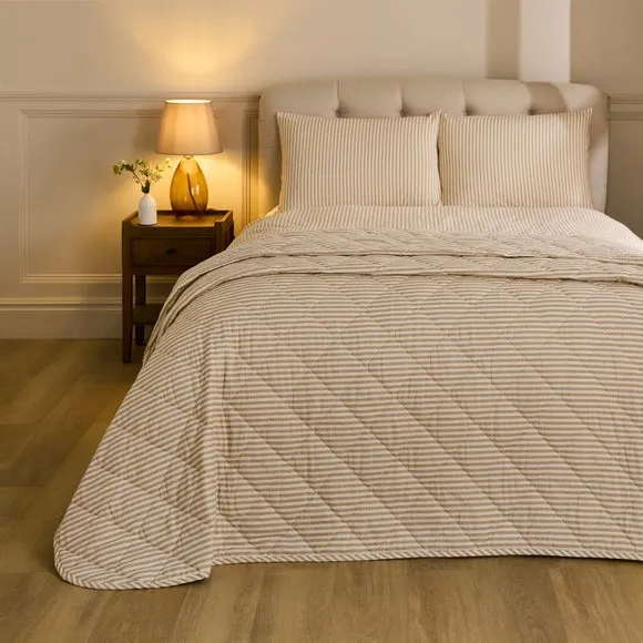 Camille Stripe Brushed Bedspread 1