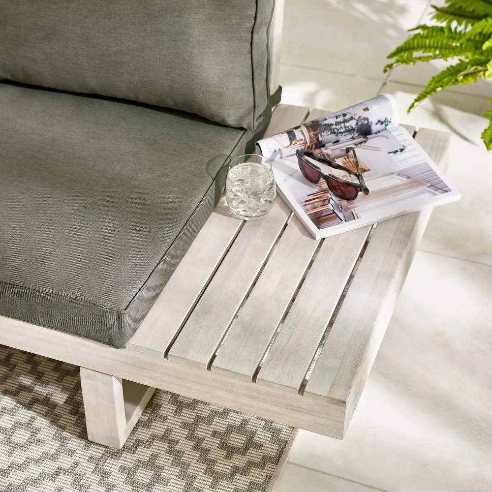 FurnitureboxUK Brisa Solid Wood 5 Seat Outdoor Sofa Set in Off-White 5
