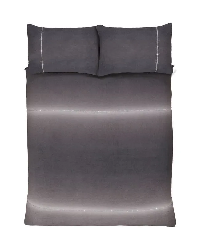 Rapport Home Diamante Teddy Duvet Cover Set with Pillowcase in Grey 3