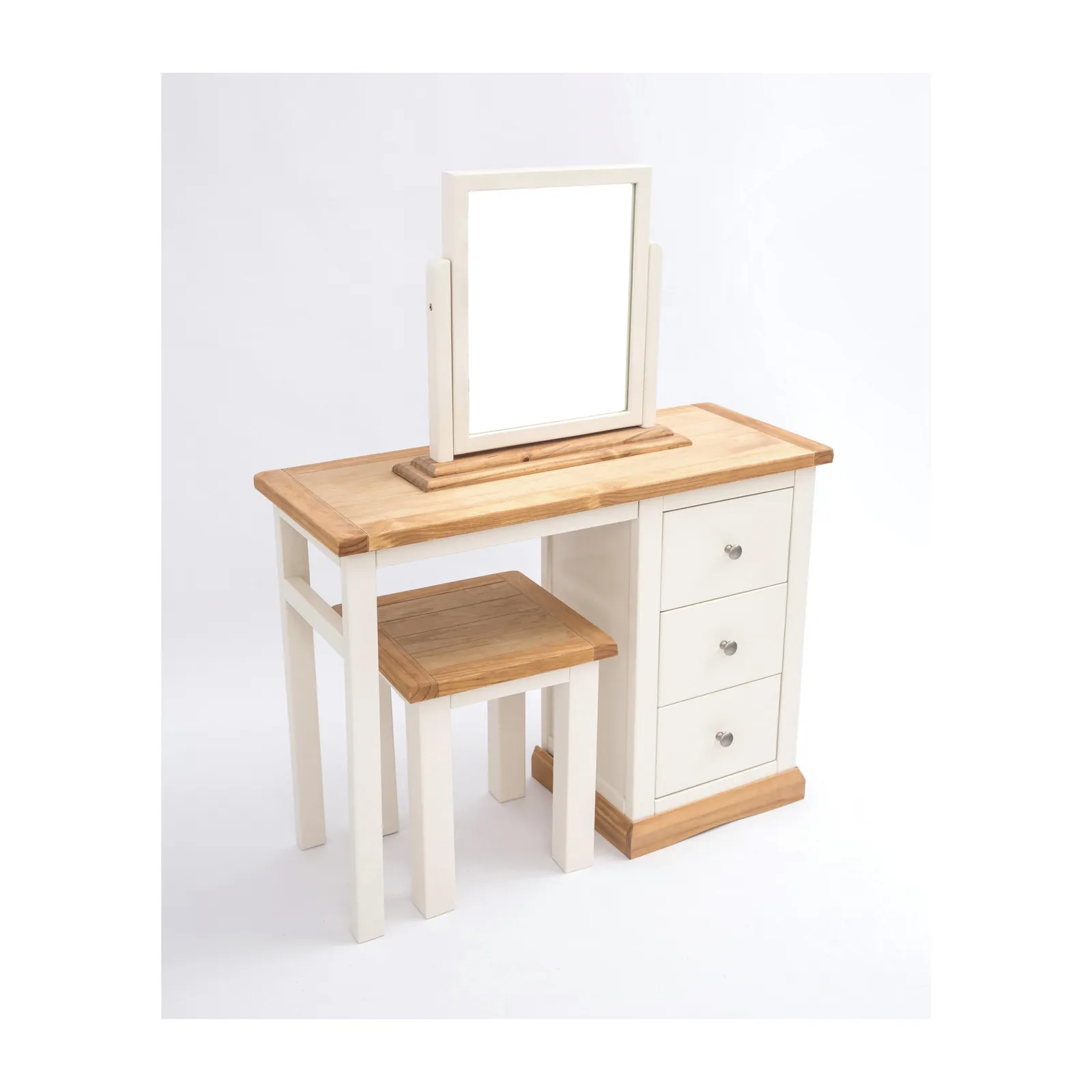Cabinet Bits Trevi 3 Drawer Dressing Table Set Chrome Knob in Off-White 3