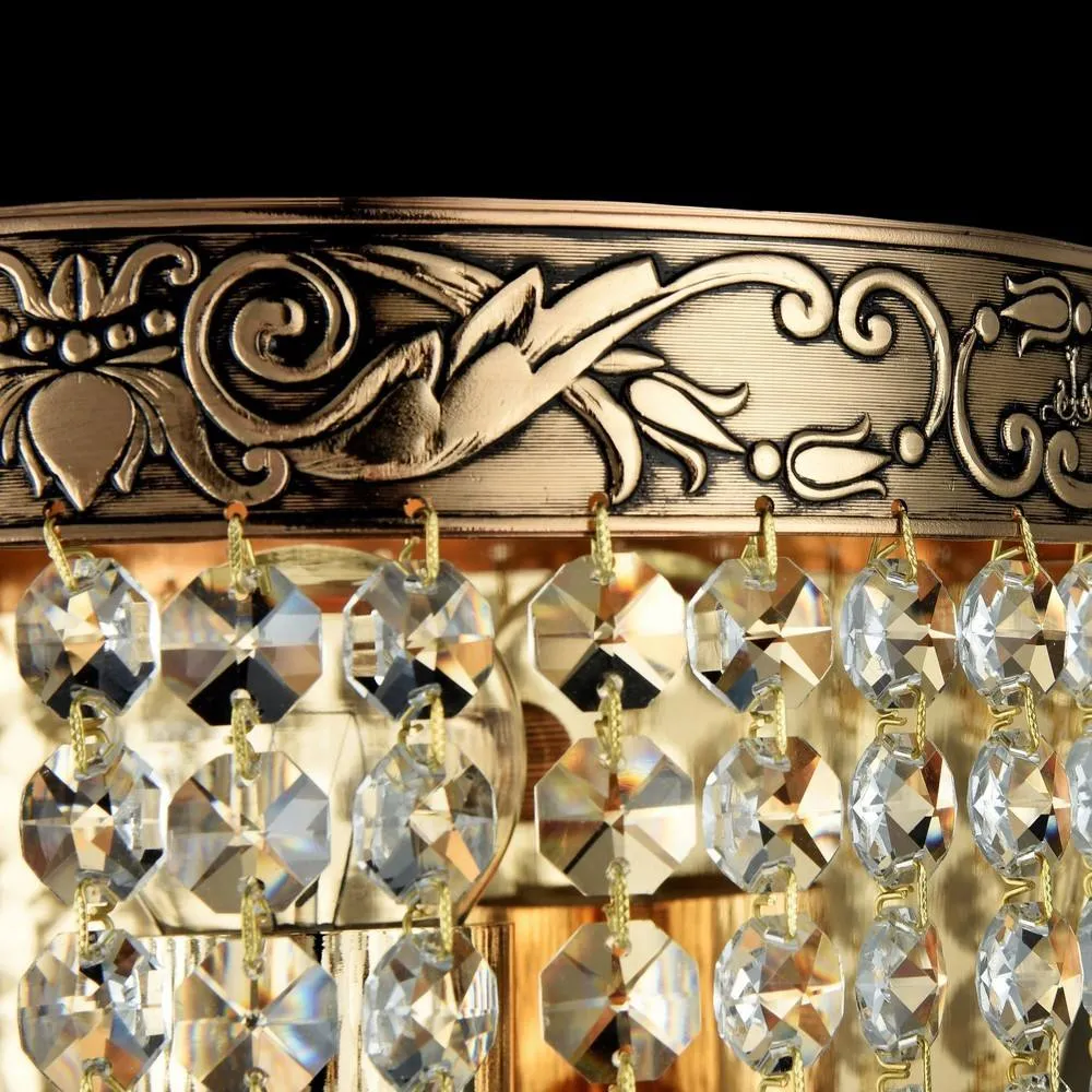 Netlighting Palace Flush Wall Lamp Gold Antique & Crystal 1 Light E27 6