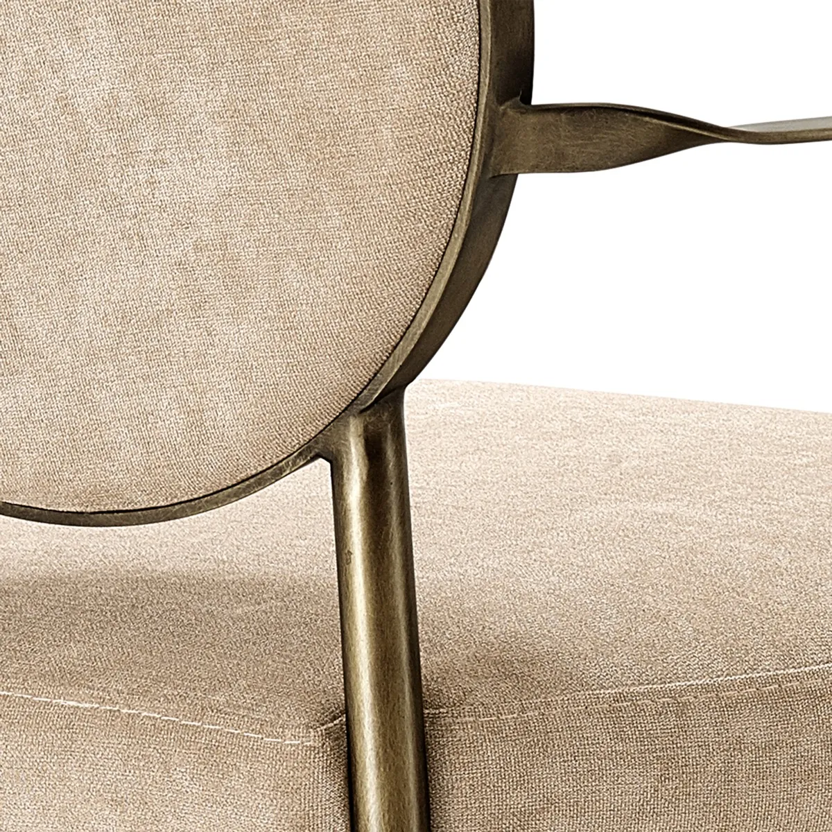 Eichholtz Scribe Dining Chair With Arms With Arm Dark Brass Greige Vel, Neutral Velvet | Barker & Stonehouse 5