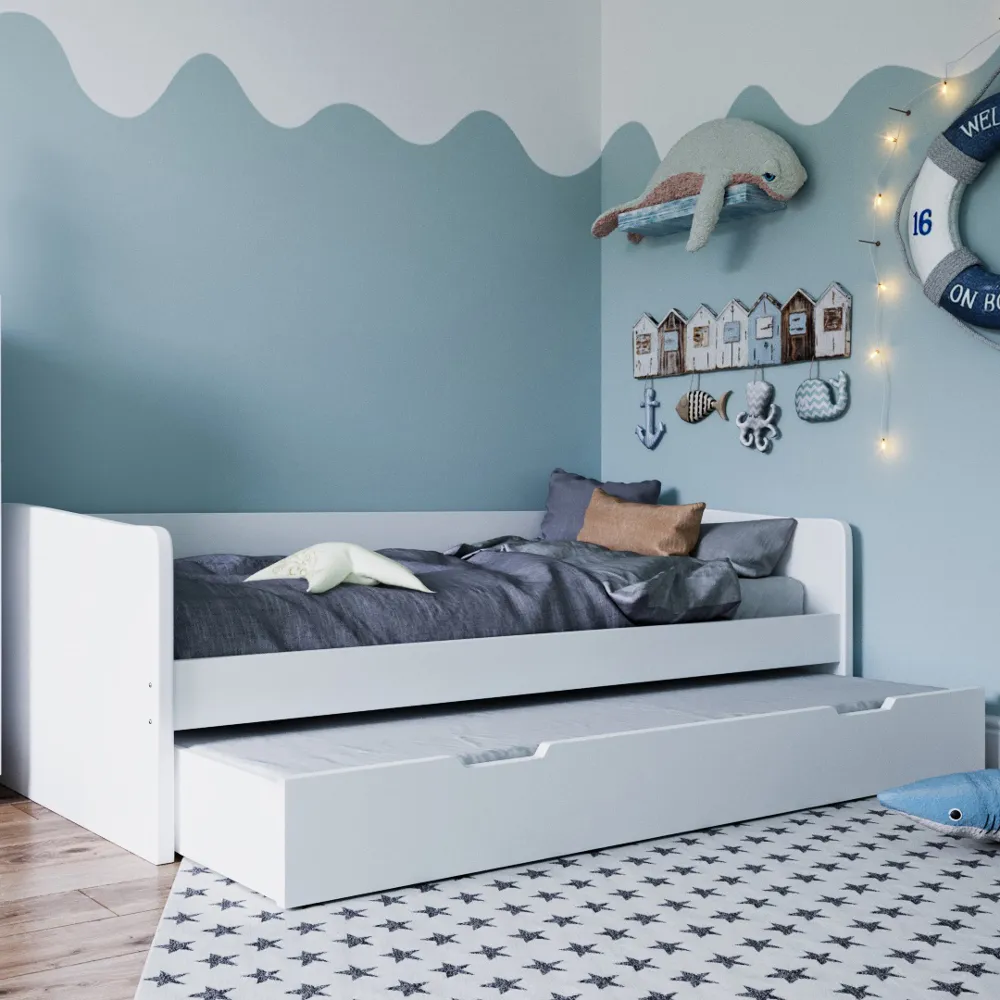 Kudl White Wooden Day Bed Frame - 3ft Single