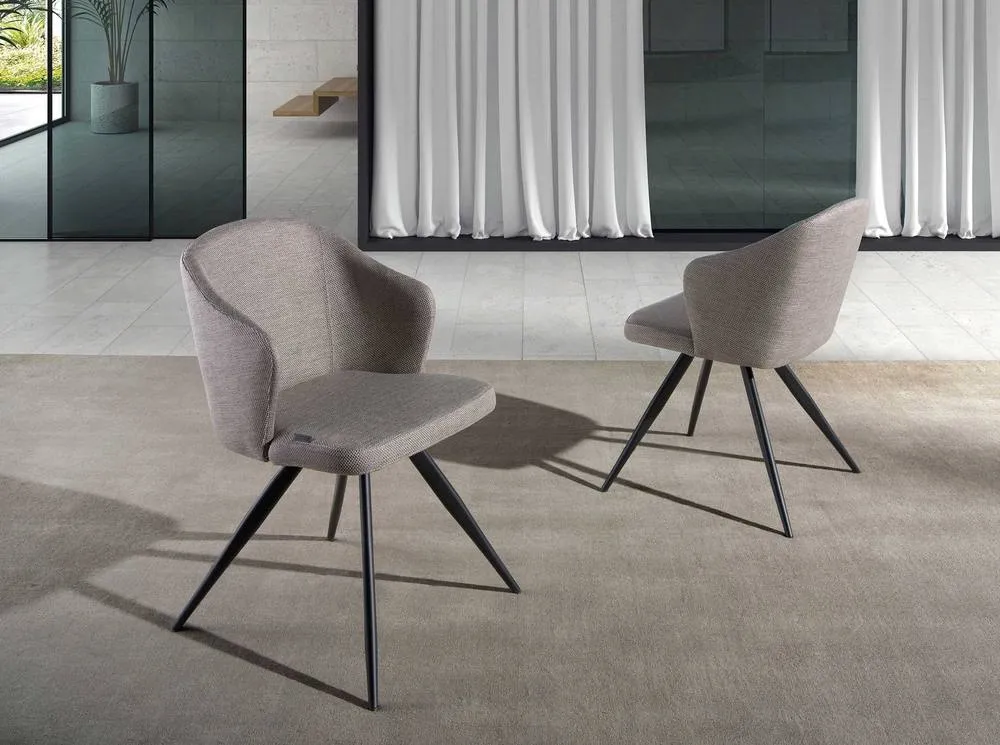 Angel Cerda Grey Fabric Dining Chair with Armrests 3