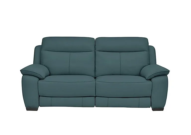 Starlight Express 3 Seater Leather Recliner Sofa with Power Headrests - BV Lake Green