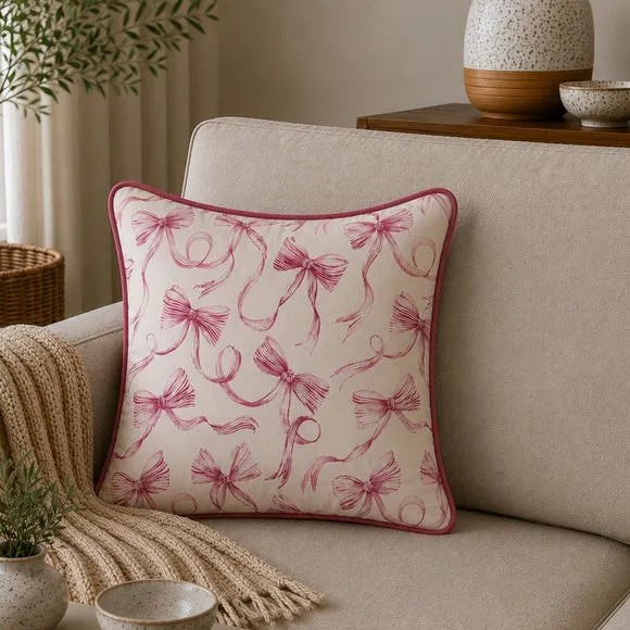 Pink Bows Square Cushion