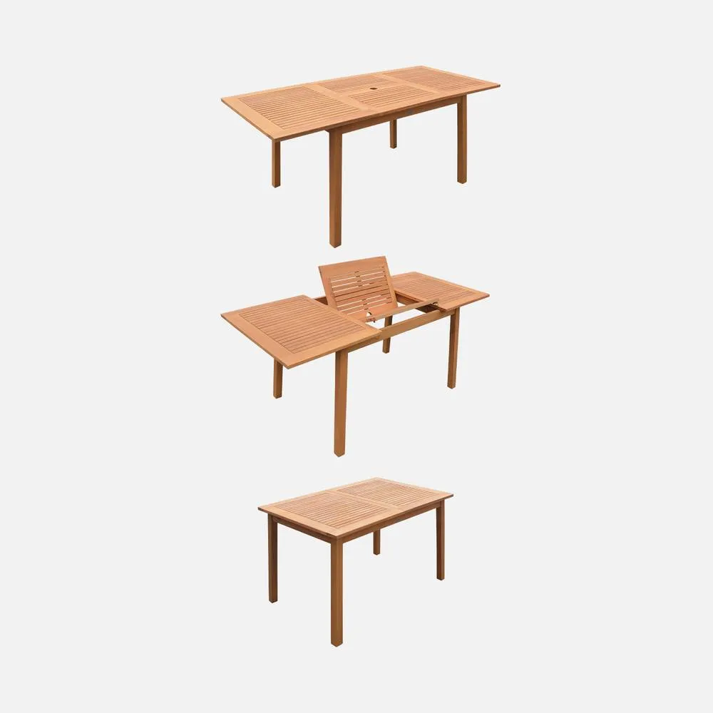 sweeek 6-seater Extendable Wooden Garden Table Set With Chairs in Light Brown 3