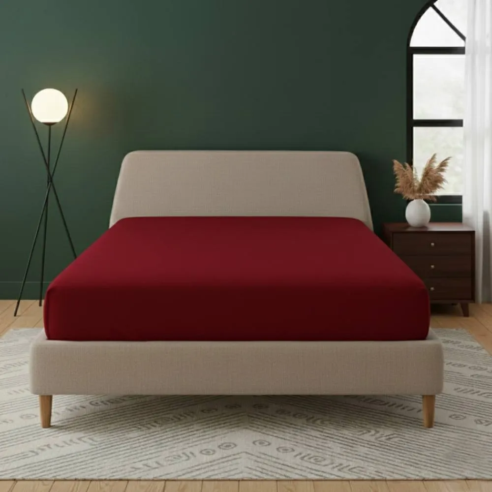 Snug City Flannelette Fitted Sheet Extra Deep 40cm Skirt Soft Brushed Cotton in Red