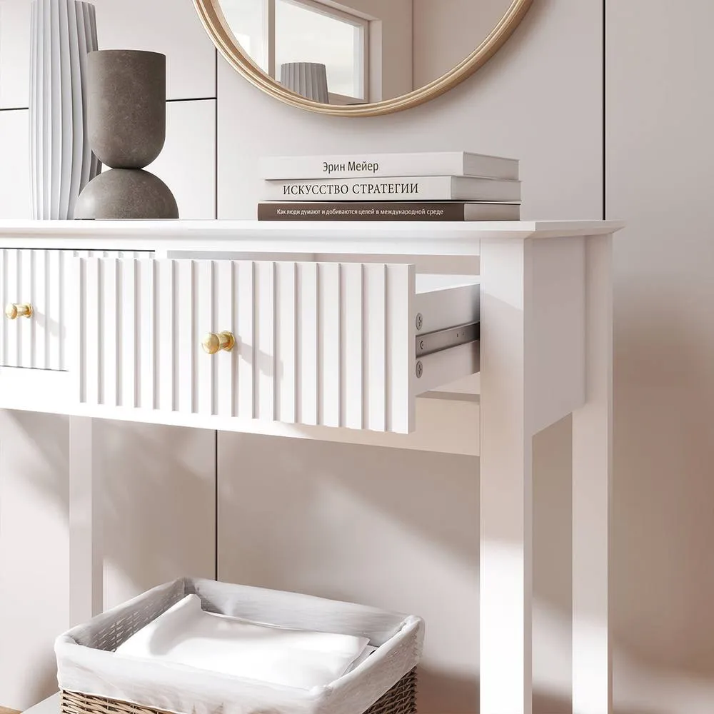 Melody Maison White 2 Drawer Console / Dressing Table - Hales White Range 2
