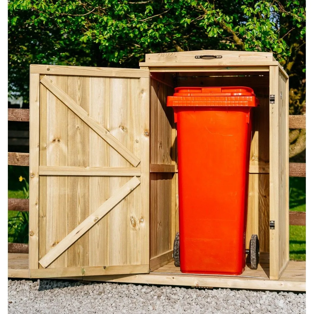 Buttercup Farm Chatburn Single Wheelie Bin Store, Timber - Fits 1 x 360L Wheelie Bins in Brown 4