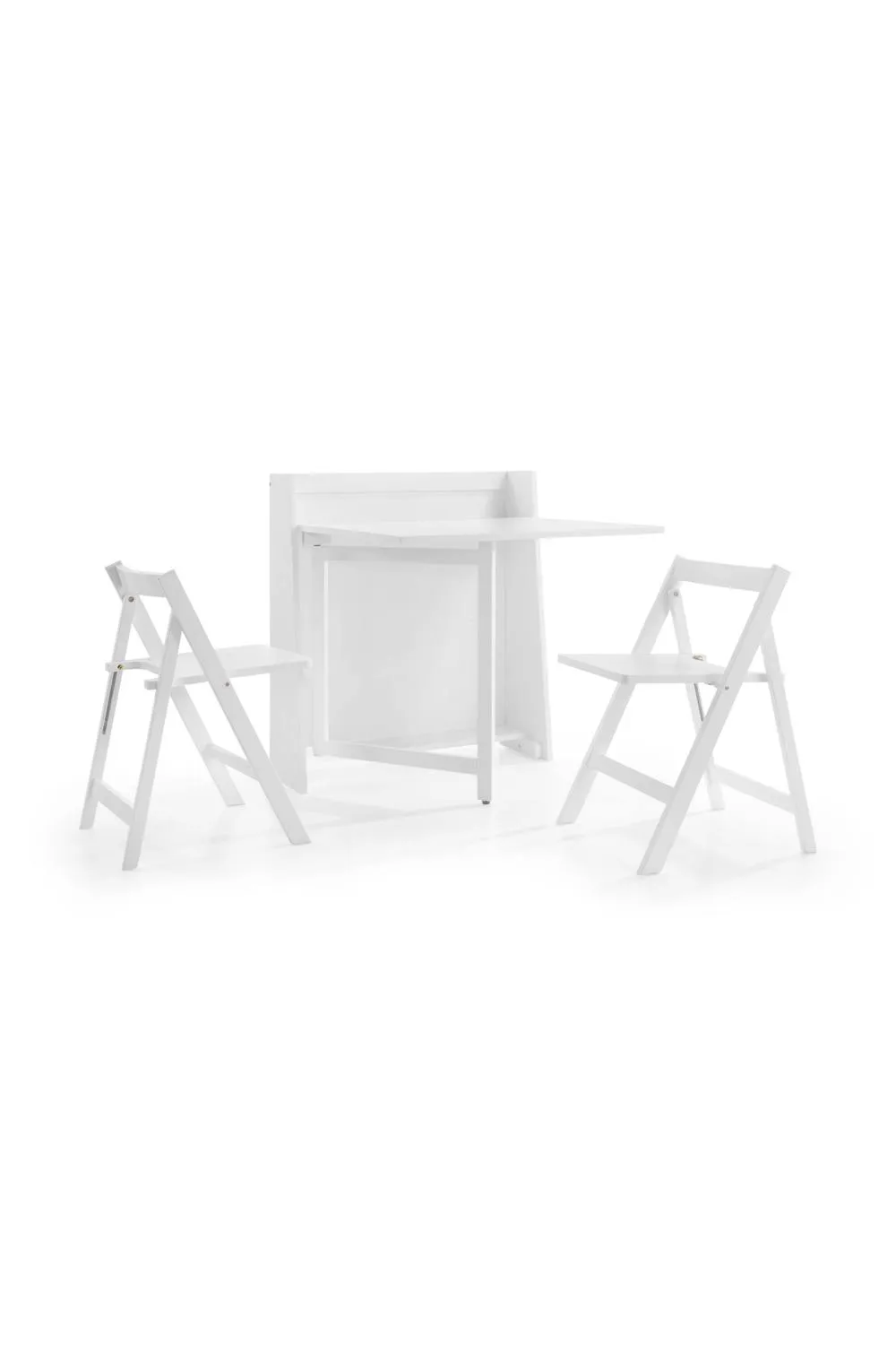 Julian Bowen Helsinki 2 Seater Compact Drop Leaf Dining Set with Folding Chairs in White 2