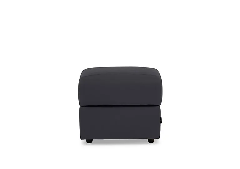 Marconi Square Leather Storage Footstool - Torello Blu