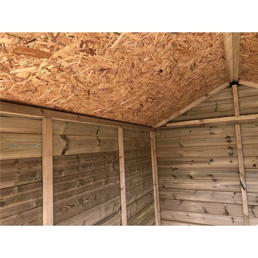 Marlborough 9 x 8 Security Pressure Treated Apex Shed with a Single Door in Natural 4