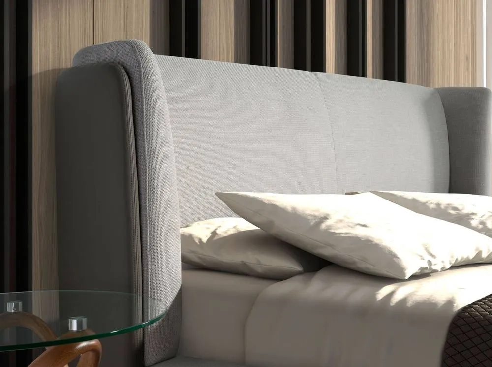 Angel Cerda Double Bed 180x200 cm - Light Grey Fabric with Dark 5